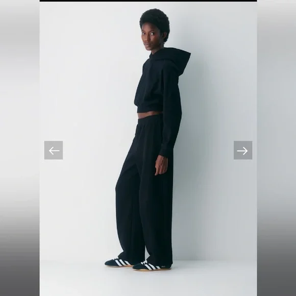 Zara Black Cropped Sweater with Hoodie - Picture 5 of 5